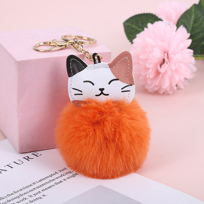 Wholesale Lucky Cat Imitation Rex Rabbit Fur Keychains